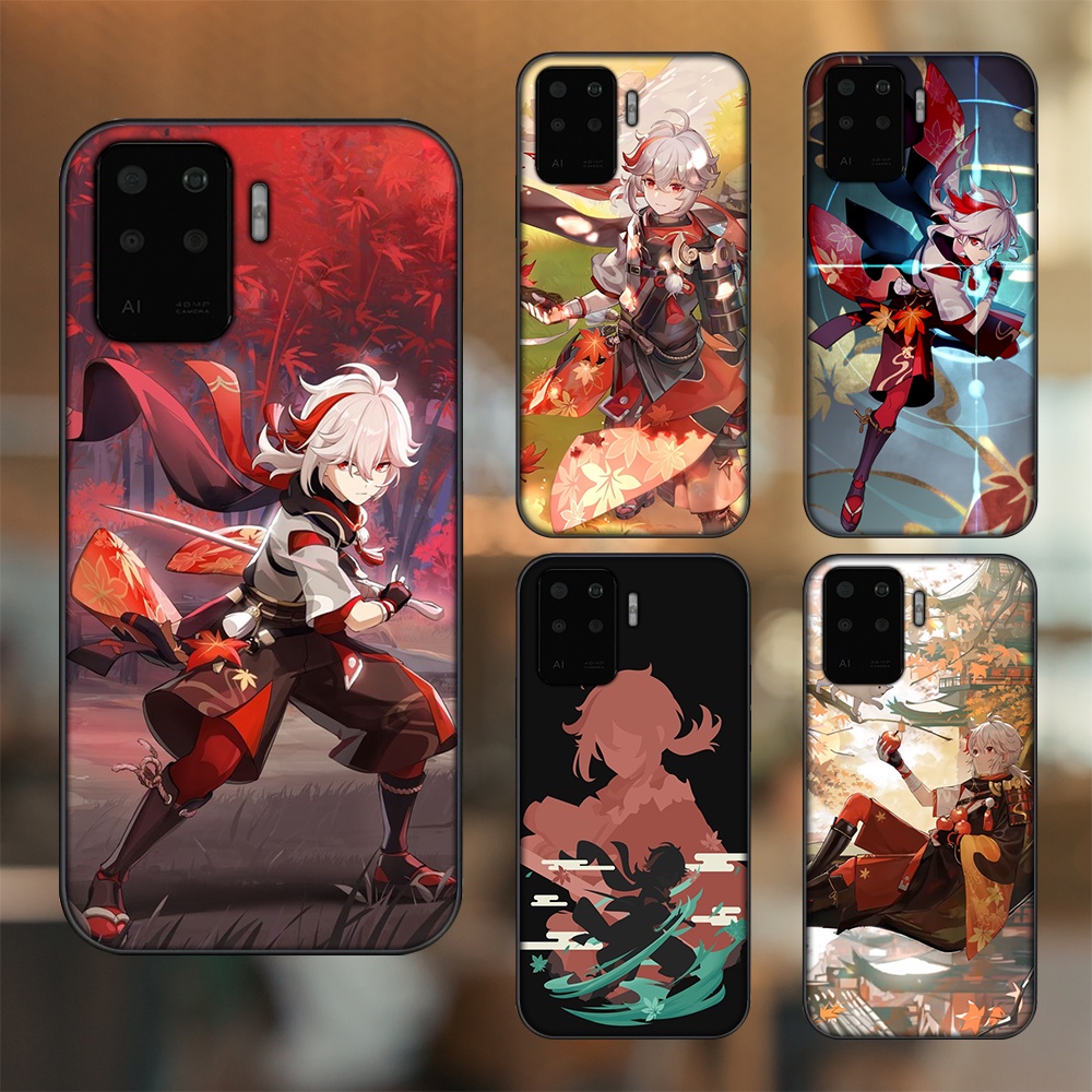 Ốp lưng Oppo A94 viền đen in hình Kazuha Genshin Impact