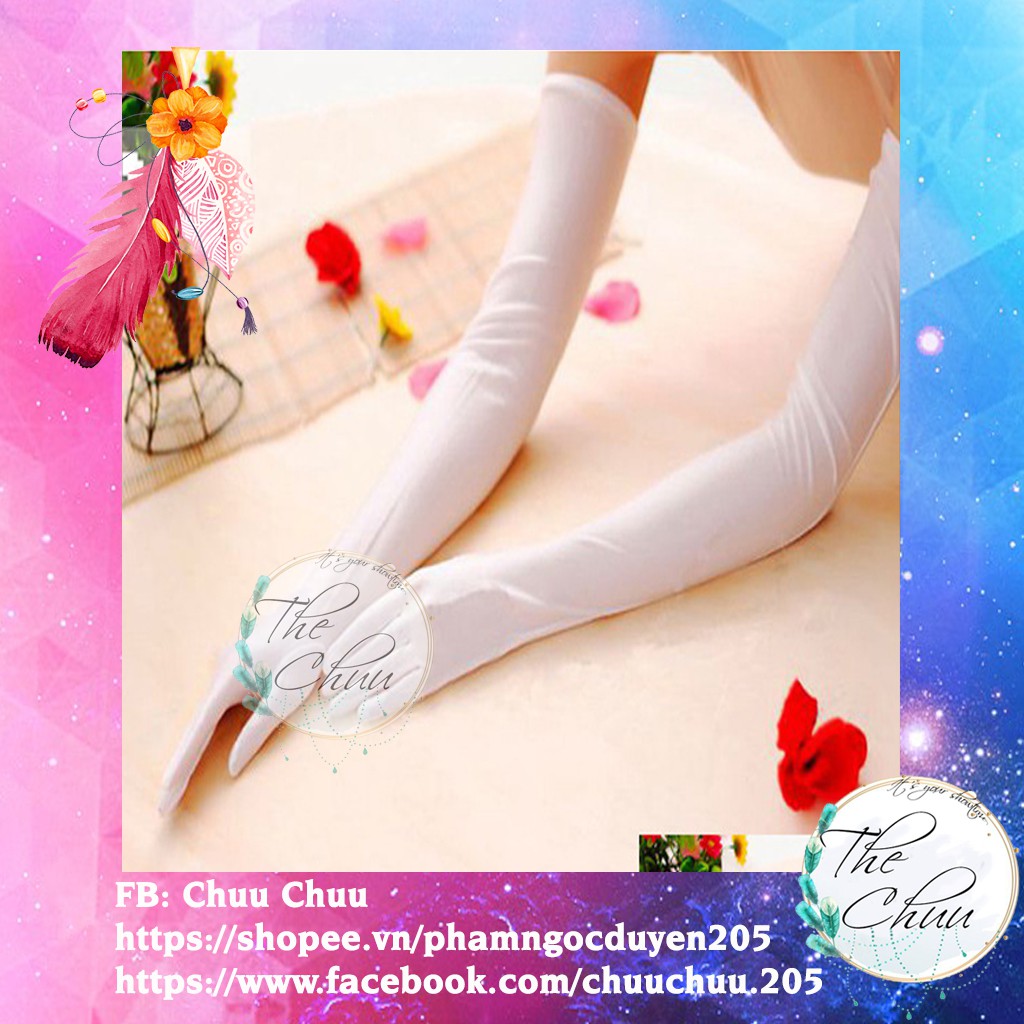 Găng tay dài đen trắng