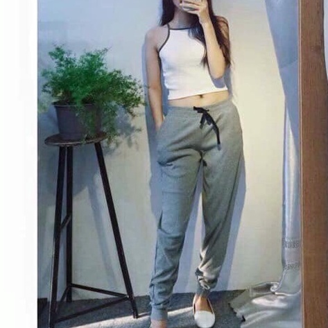 Quần jogger nữ chất len tăm bo gấu, quần len tăm dài cạp chun Quần Dài Nữ Thể Thao Cạp Chun Siêu Hot Thu Đông Tiện Lợi