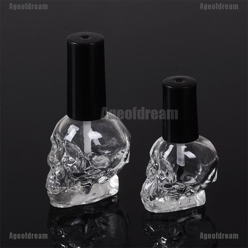 Lọ Thủy Tinh Rỗng Trong Suốt Hình Đầu Lâu 10 / 15ml Đựng Nước Sơn Móng Tay