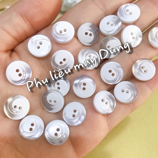 Nút sơmi trắng 2 lỗ đủ kiểu 12mm(1,2cm)