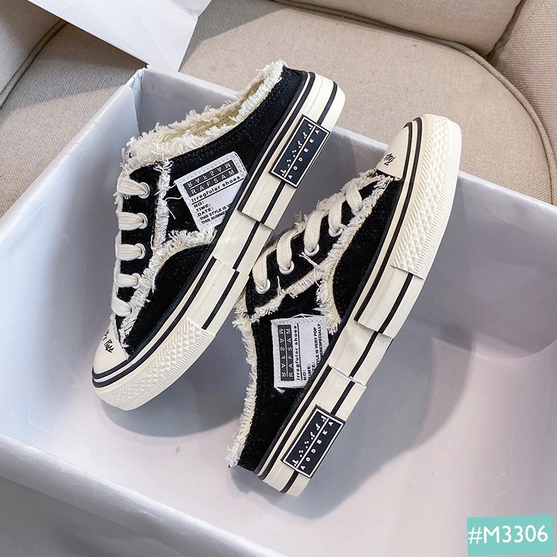 Giày Sục Nữ MINSU M3306 Style Giày Lười Thể Thao Sneaker Bata Rách Hàn Quốc Giúp Bạn Gái Năng Động Khi Đi Chơi, Đi Học