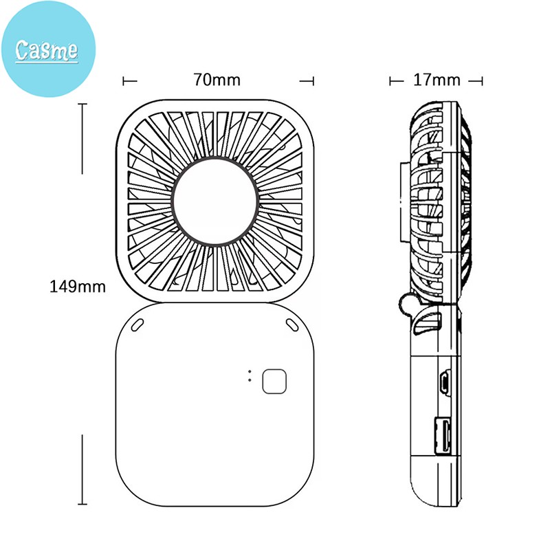 Quạt mini cầm tay Casme, có dây đeo cổ, để bàn, gấp gọn tiện lợi mang đi làm, đi chơi - Q007 | WebRaoVat - webraovat.net.vn