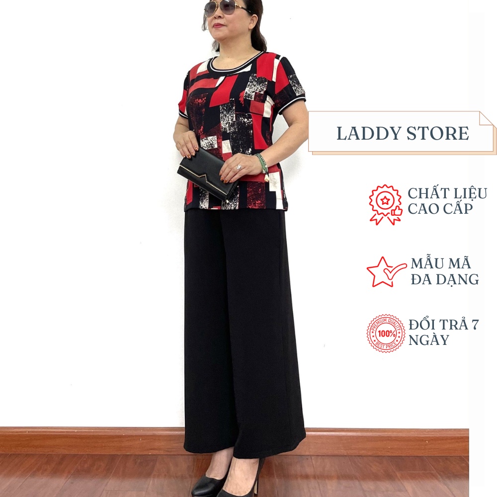Bộ Đồ Trung Niên 2021 Áo Lụa Mặt Sau Cotton Phối Quần Đũi Lụa - Laddy Store