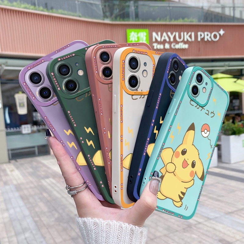 Ốp Điện Thoại Silicon Chống Sốc In Hình Pikachu Viền Vuông Cho Realme X50 5G X50M X3