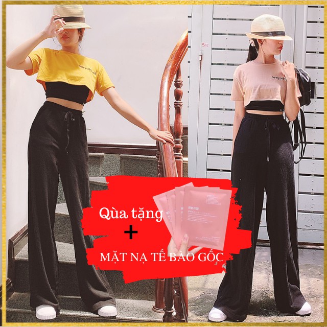 [Siêu Phẩm] Set Combo Lửng Bộ Áo Đôi Quần Dài Da Cá Ống Rộng Crotop Crt Áo Dây Siê Xinh Thời Trang Hàn Quốc Hot 2021