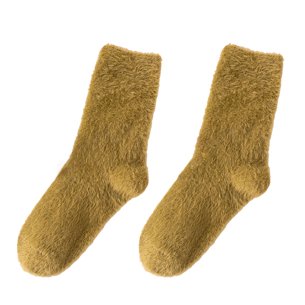 1 Đôi Tất Nhung Mềm Dày Giữ Ấm Màu Trơn Độ Co Giãn Cao Cho Nữ