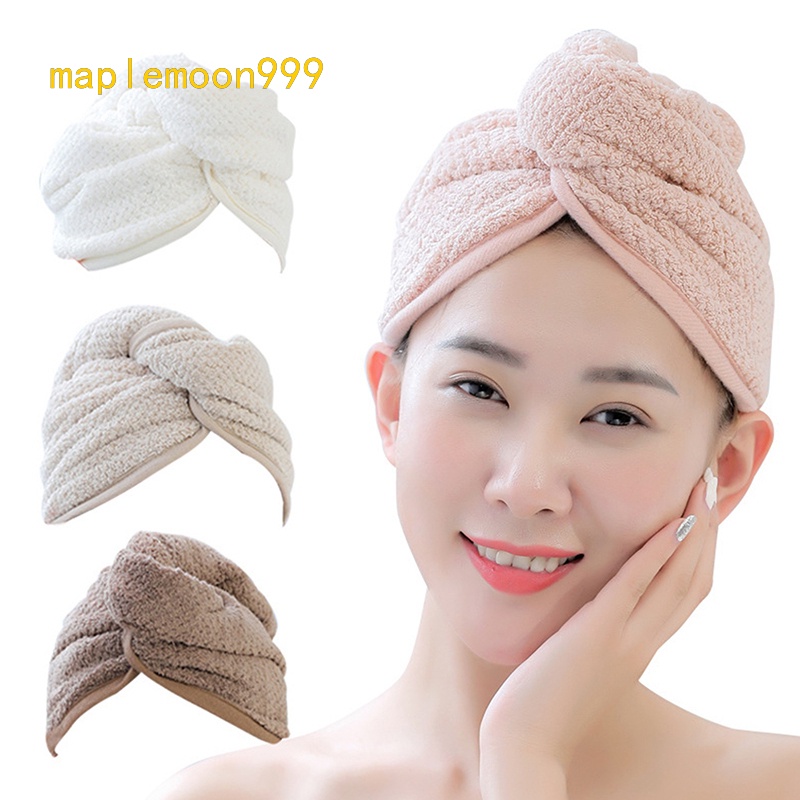 Khăn Quấn Khô Tóc Sợi Nhỏ Có Nút Cài