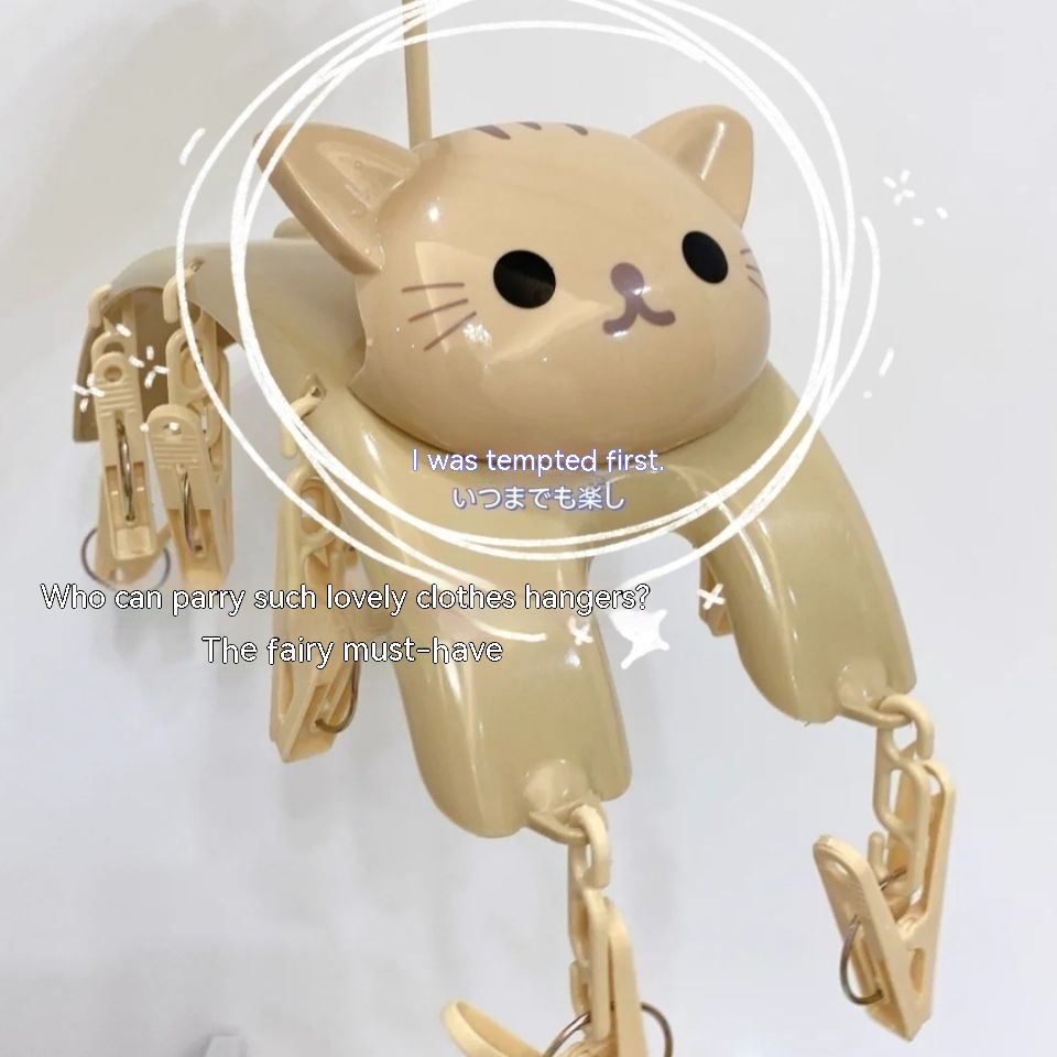 Giá Treo Đồ 10 Kẹp Đa Năng Hình Mèo Dễ Thương Cho Bé Gái