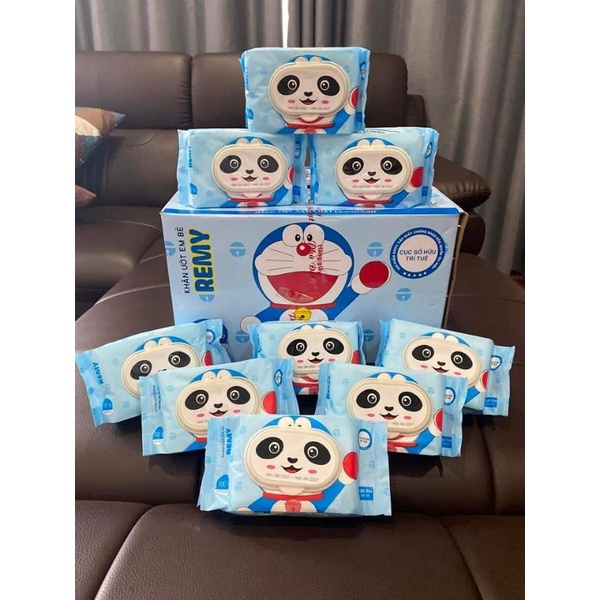 10 gói khăn ướt doremon phú đạt 120 tờ không mùi date xa
