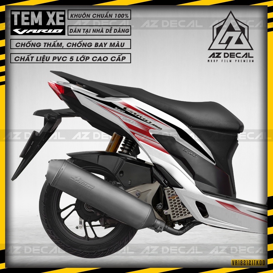 Tem Rời Vario/Click 2018 - 2021 Đời Mới | VR182121 | Team Decal Hình Dán Xe Máy Dễ Dán Tại Nhà, Màu Xe Đỏ, Đen. Trắng