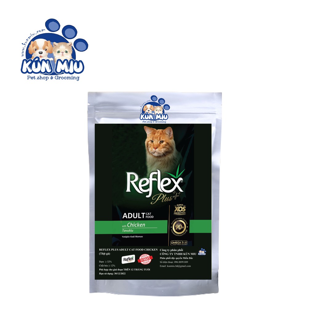 Thức ăn cho mèo trưởng thành Reflex PLUS Adult vị Thịt Gà 0.5kg túi chia