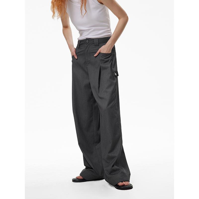 Escape Akagang Quần Tây Dáng Rộng Xếp Ly Thêu Họa Tiết 3D Phong Cách Phương Tây Cao Cấp