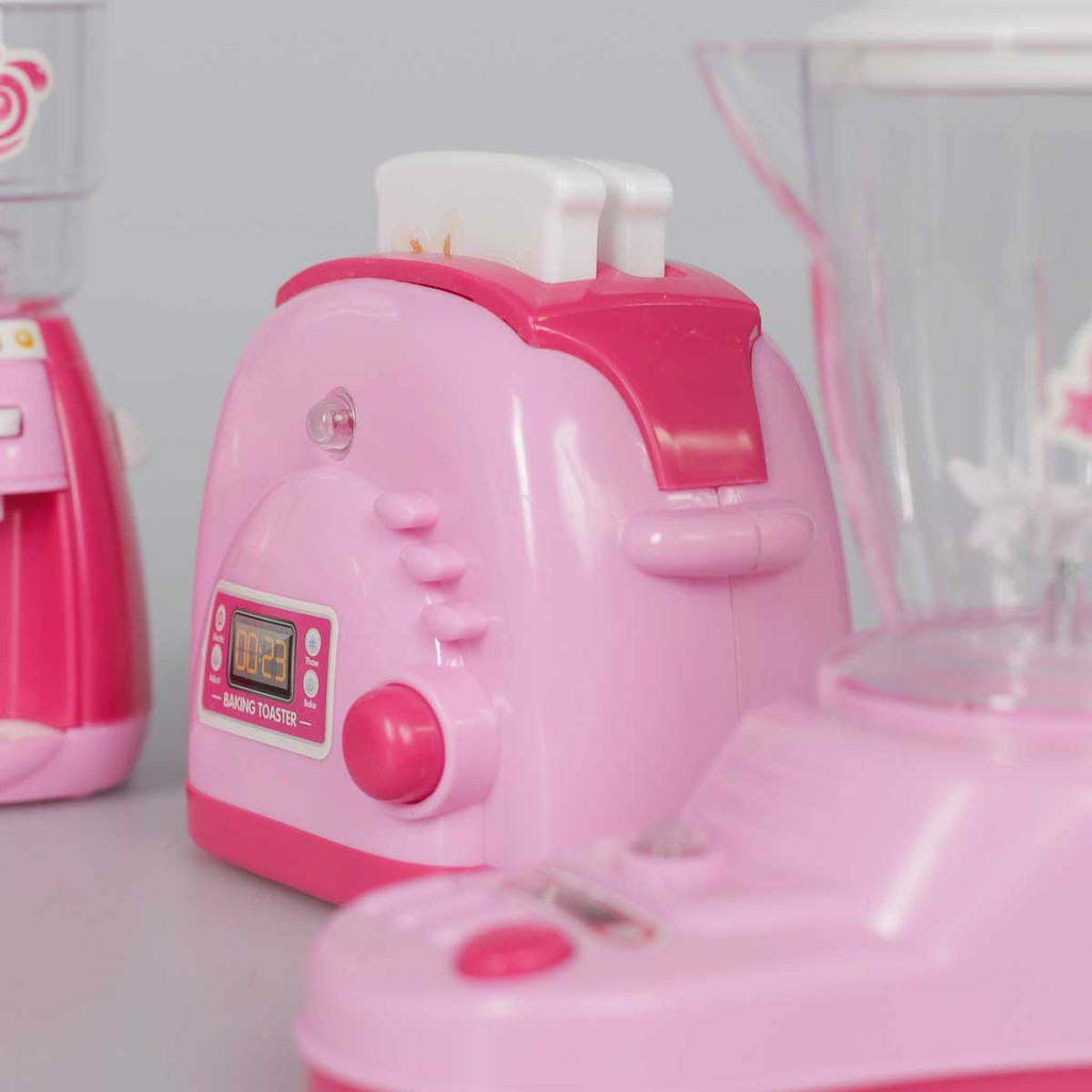 Bộ đồ chơi dụng cụ nhà bếp nấu ăn bằng nhựa cho bé màu hồng gồm 4 món