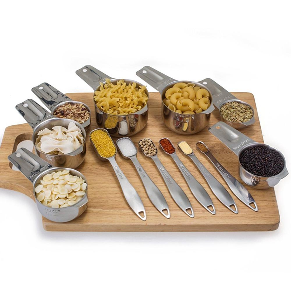 Set 13 Muỗng Đo Lường Gia Vị Bằng Thép Không Gỉ Chất Lượng Cao