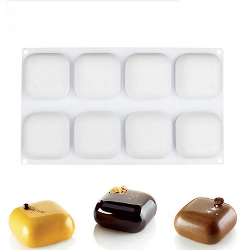 Khuôn silicone Làm Bánh 8 Ngăn Tạo Hình Vuông Tiện Dụng