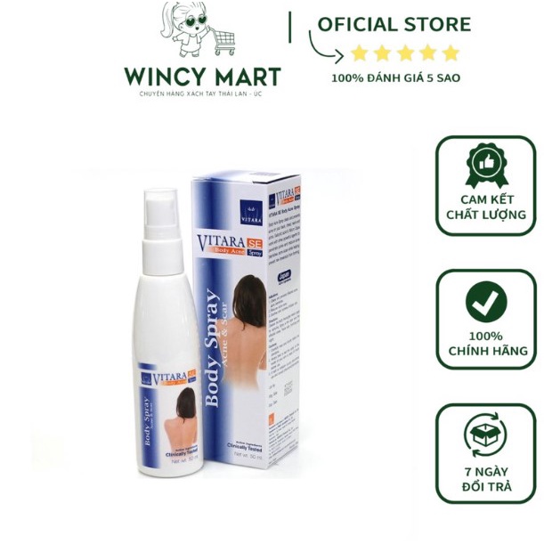 Xịt Mụn Lưng, Ngực, Mông Vitara SE Body Acne Spray Giảm Mụn, Mờ Thâm, Sáng Da Thái Lan - 50 ml