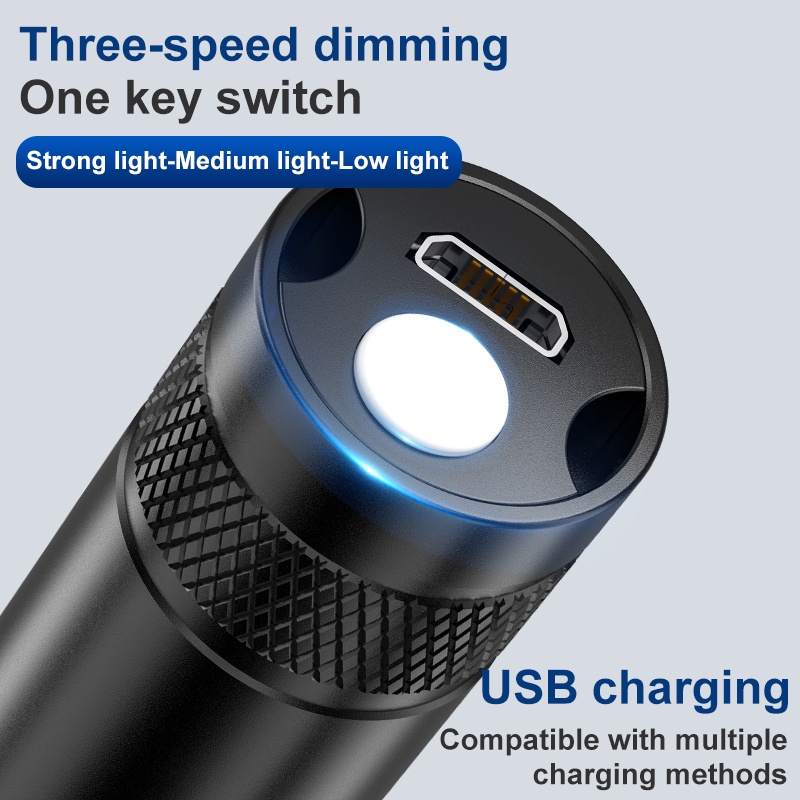 Đèn pin LED mini T6 3 chế độ chống nước có công tắc đuôi cho cắm trại/leo núi ngoài trời