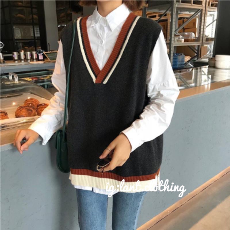 áo len gile viền đỏ