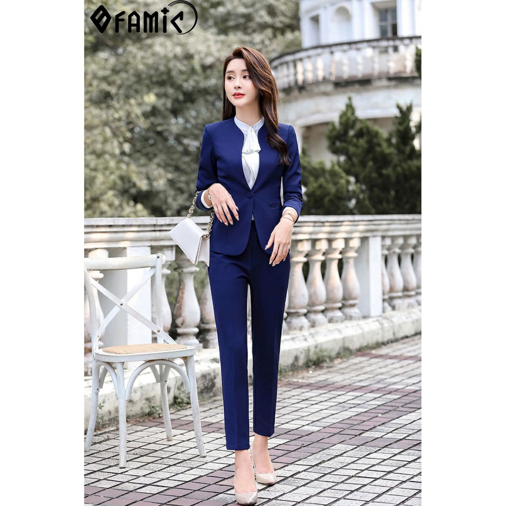 Vest Nữ Hàn Quốc ❤️𝑭𝑹𝑬𝑬𝑺𝑯𝑰𝑷❤️ Set Vest Nữ Công Sở Ofamic Gồm Áo Cổ Trụ và Quần Dài Lịch Lãm Sang Trọng | BigBuy360 - bigbuy360.vn