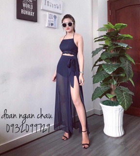 SET MAXXI ÁO YẾM + VÁY XẺ