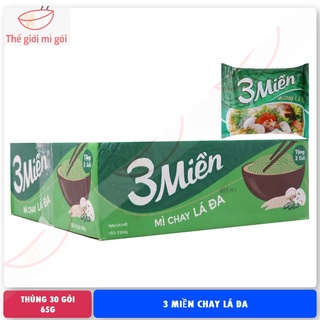 Thùng 30 gói mì 3 miền chay lá đa loại 65g