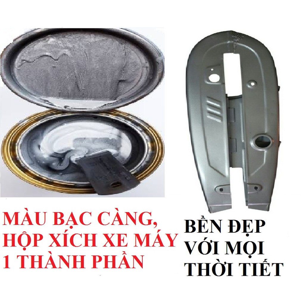 1 lạng màu bạc sơn càng, hộp xích xe máy 1 thành phần cho càng, hộp xích xe máy màu bạc sang trọng, đẳng cấp