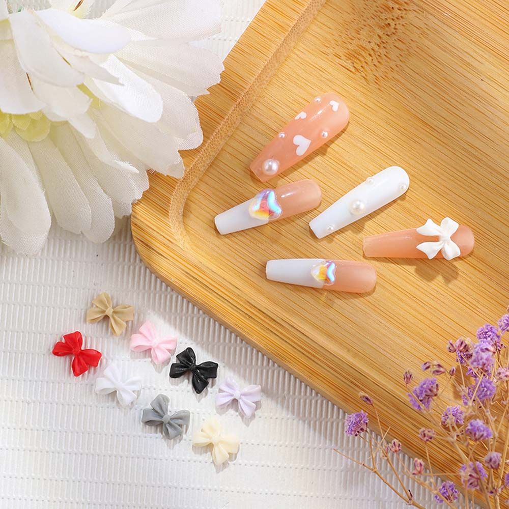 [Hàng mới về] Phụ kiện trang trí móng hình nơ 3d 7 trong 1 phong cách Nhật Bản