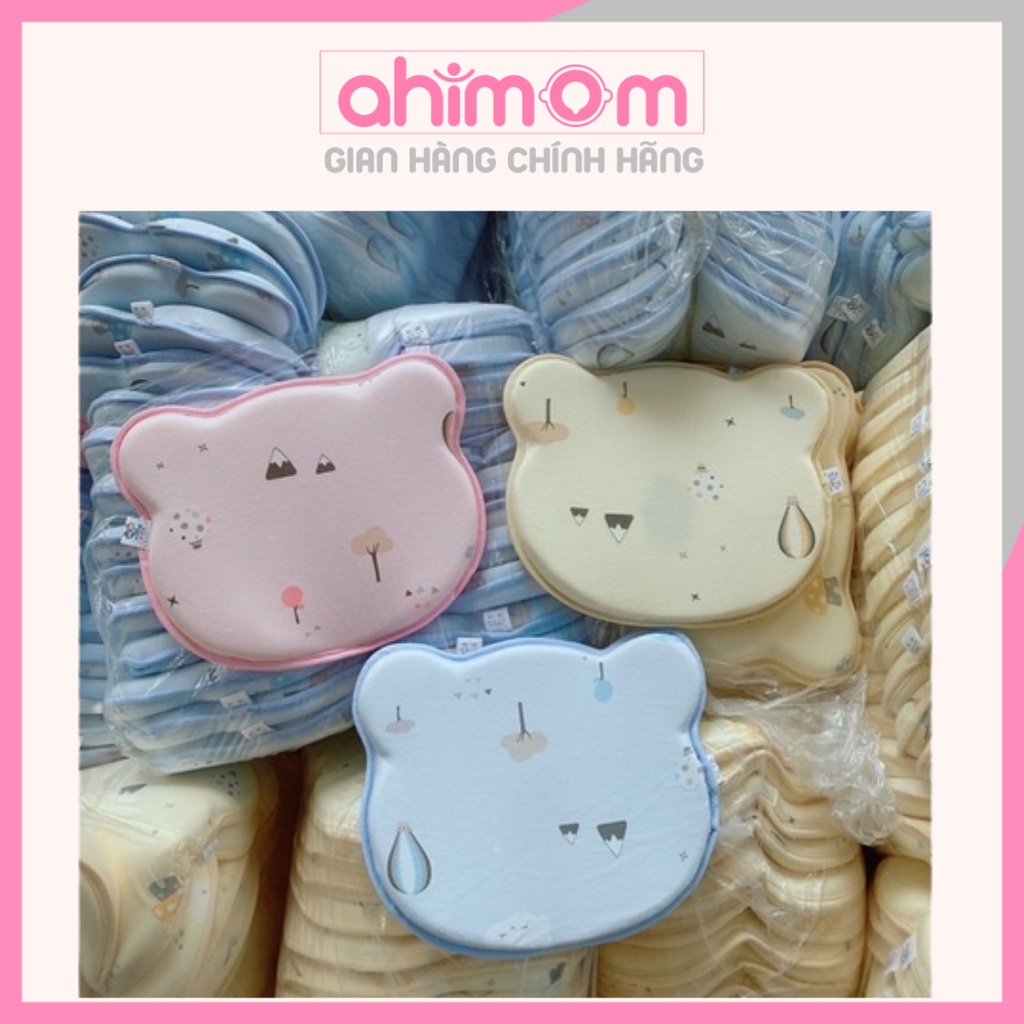 Gối chống méo đầu - gối cao su non chống bẹp đầu hình gấu cho bé sơ sinh - Ahimom