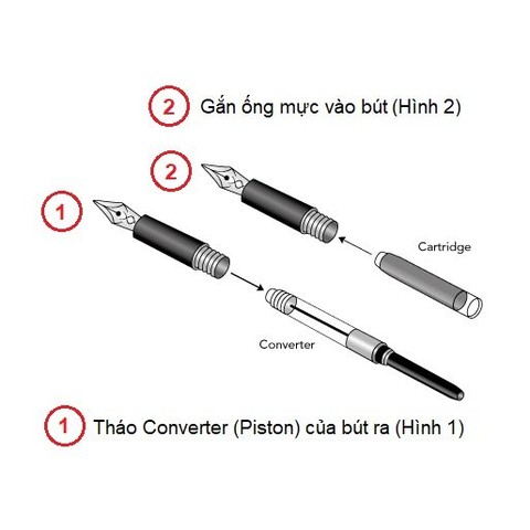 Bút máy Preppy Platinum lắp bơm mực/Piston/Converter