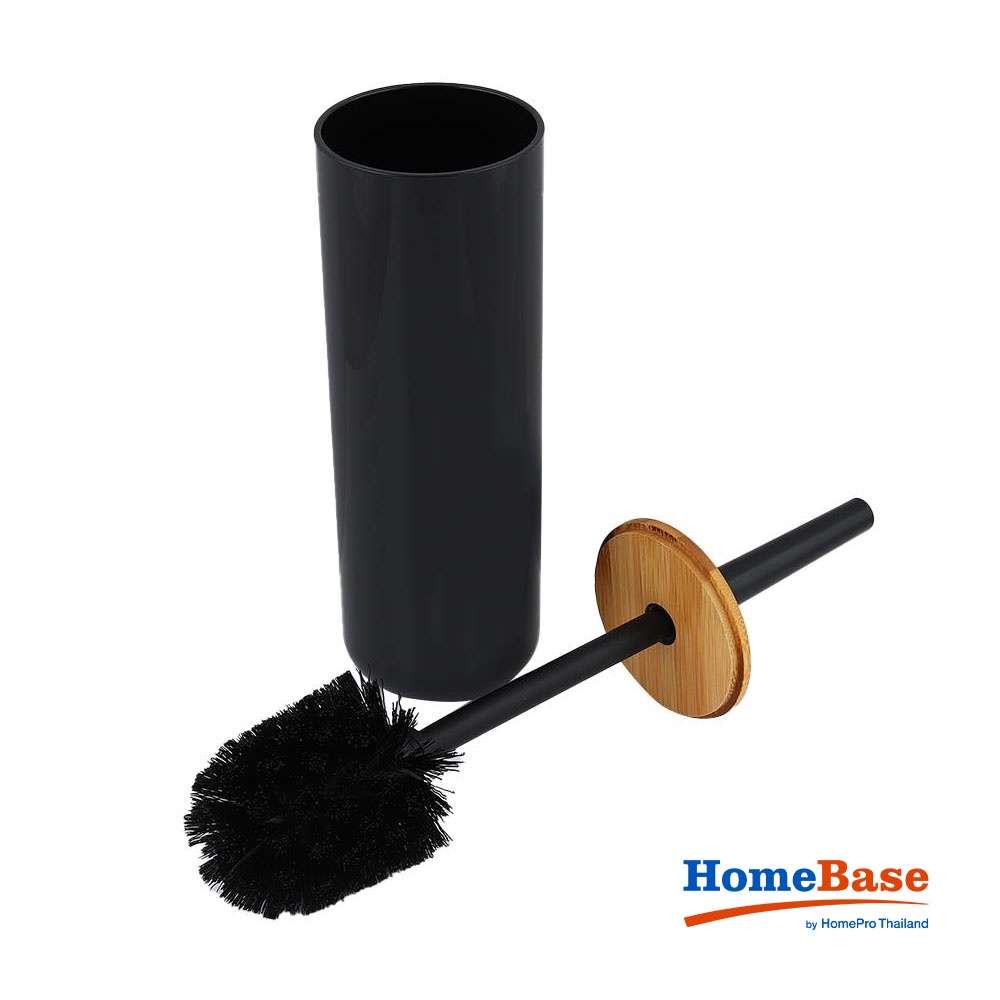 HomeBase ACCO Bộ bàn chải chà bồn cầu Mokumoku bằng nhựa 9.1x9.1x37.2cm màu đen