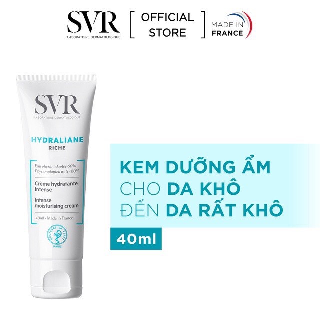 Kem dưỡng ẩm cho da khô đến rất khô SVR hydraliane riche 40ml TẶNG mặt nạ Sexylook (Nhập khẩu)
