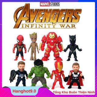 Mô Hình 8 Siêu Anh Hùng Marvel Trong Avenger Infinity War Cao 10cm - Hulk Spider Man Iron Man Thor Groot Black Panther