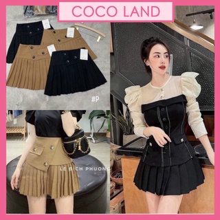 Chân váy xếp ly -chân váy tennis ngắn thu đông_383 ulzzang nữ tính, mầu đen, trắng, be, nâu tây, cocoland