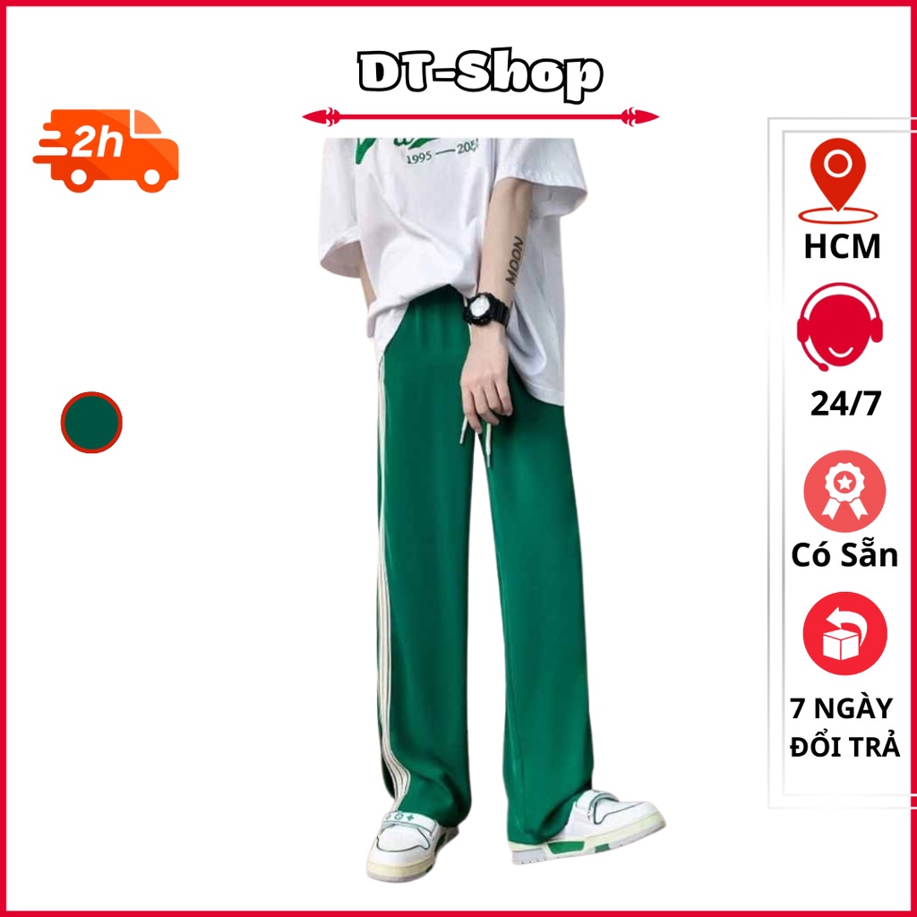 Quần Ổng Rộng 3 Sọc Xanh Lá Basic Unisex