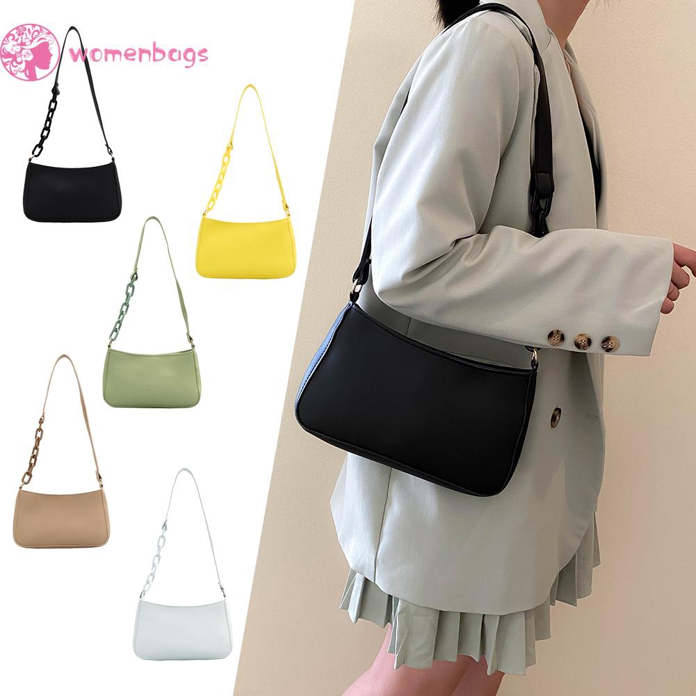 Túi xách bằng da PU màu trơn thời trang thường ngày cho nữ