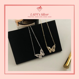 [TẶNG HỘP + KHĂN] Dây chuyền nữ bạc Ý mặt bướm đính đá - Vòng cổ bạc nữ