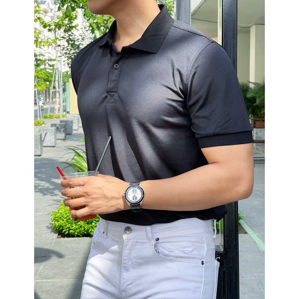 Áo Thun Nam Polo Trơn Cao Cấp Thoáng Khí Vải Cá Sấu