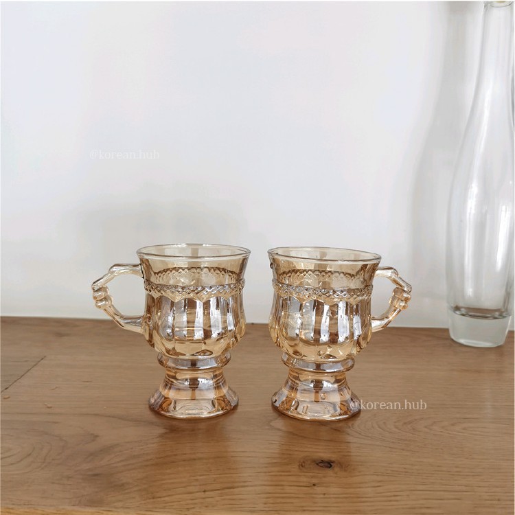 LY CỐC THỦY TINH AMBER CỔ ĐIỂN PHONG CÁCH VINTAGE. | BigBuy360 - bigbuy360.vn