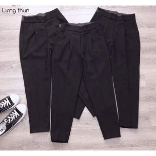 Quần Baggy Đen Lưng Thun Bảng Bigsize (Có Ảnh Thật)