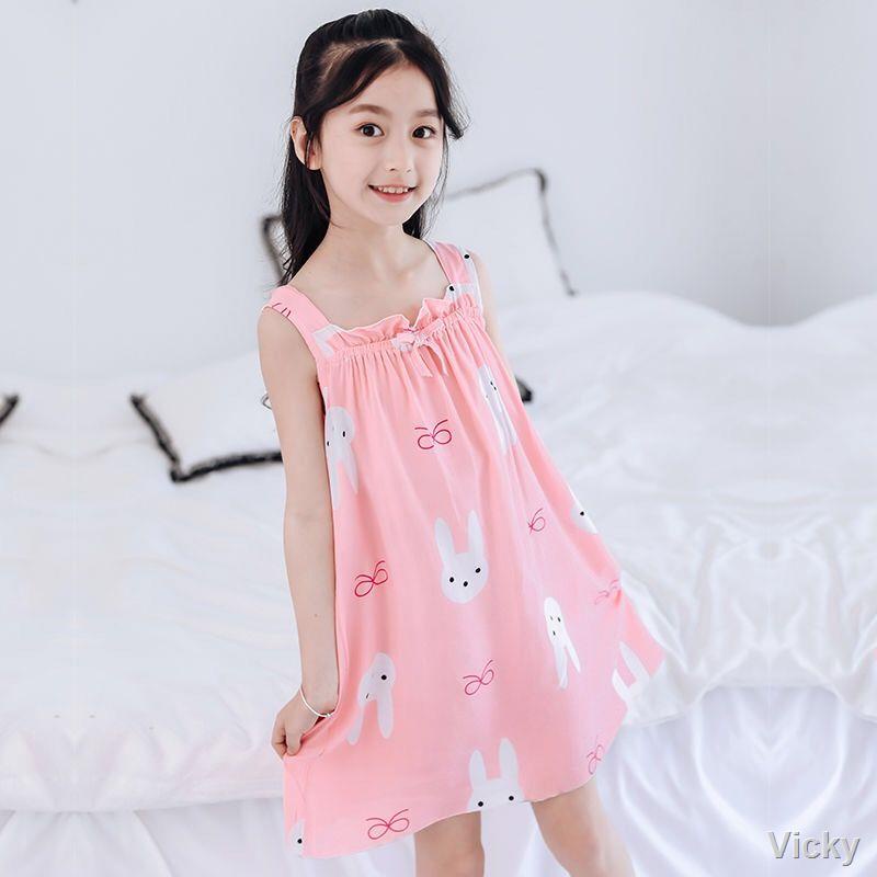 🌈Bộ hè🌈Váy ngủ cho bé gái Bộ đồ ngủ nữ cộc tay mùa hè địu trẻ em quần áo mặc nhà rayon kiểu mỏng
