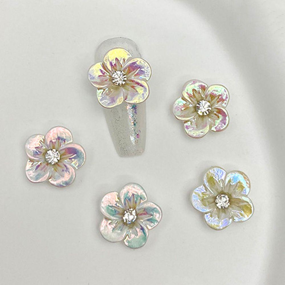 OCEANMAP Phụ Kiện Trang Trí Móng Nghệ Thuật Hình Hoa Năm Cánh 3D DIY