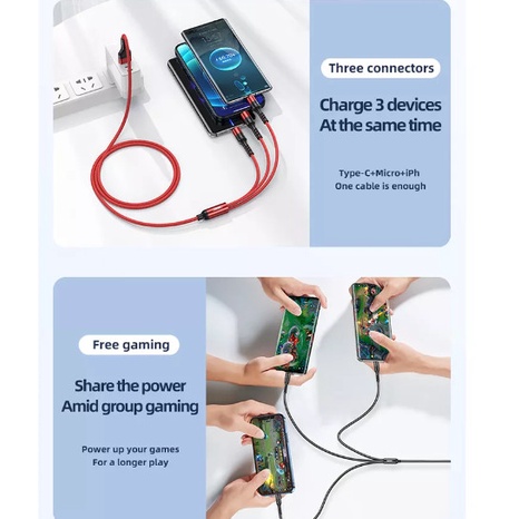 Cáp sạc nhanh 3.1 Remax 186 Cho Ip 3 in 1 dài 1.2m