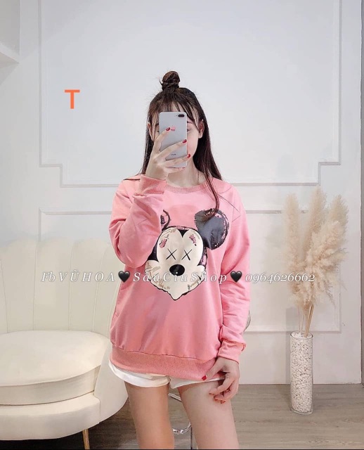 Áo thun đầu Mickey trầy xước bo tay DTR1119