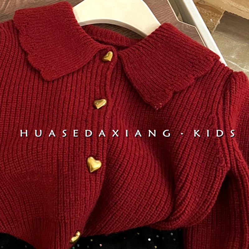 Áo Khoác Cardigan Dệt Kim Tay Dài Màu Sắc Trơn Phong Cách Phương Tây Thời Trang Mùa Thu 2022 Cho Bé Gái