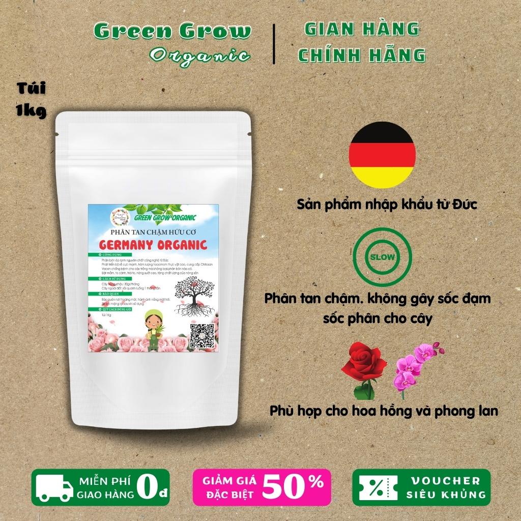 Phân bón hữu cơ tan chậm Germany Organic phân hữu cơ cho hoa hồng túi 1kg giúp rễ khỏe phát triển tốt MS136 GREEN GROW