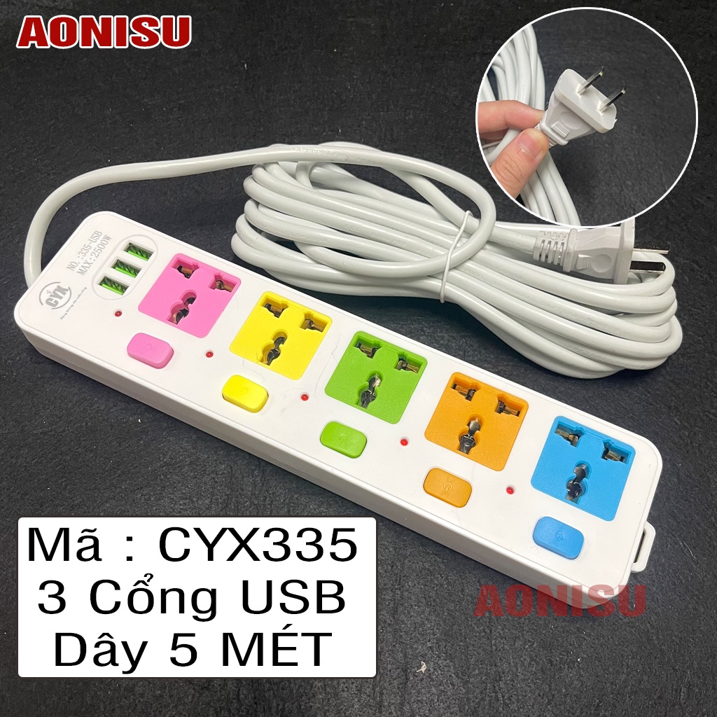 Ổ Cắm Thông Minh Đa Năng Cổng USB CAO CẤP ĐỦ MẪU - Ổ Cắm Điện Đa Năng Dây Dài Chống Dật Tuỳ Chọn AONISU