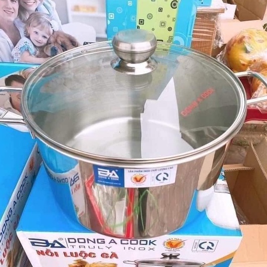 NỒI LUỘC GÀ ĐÔNG Á COOK SIZE 30CM NẮP KÍNH - INOX TIỆN LỢI
