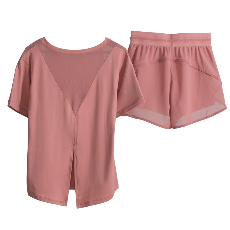 Set đồ thể thao tay ngắn nhanh khô thích hợp tập yoga / chạy bộ cho nữ