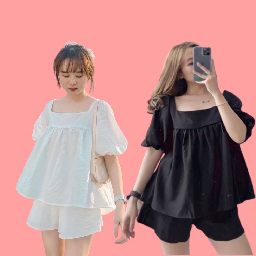 Set Babydoll Trắng Thắt Dây Lưng Bánh Bèo | BigBuy360 - bigbuy360.vn